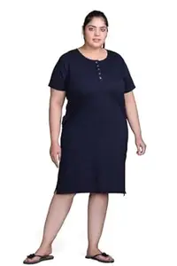 In Love Women Cotton Buttoned Plus Size Short Slip Nighty Chemise