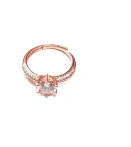 SINGLE STONE ROSE GOLD SOLITAIRE ADJUTABLE RING