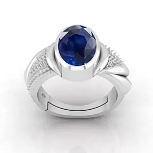 Akshita gems Unheated Untreatet 11.25 Ratti 10.00 Carat AAA+ Quality Natural Blue Sapphire Neelam 925 Sterling Silver Adjustable Gemstone Ring for Women's and Men's