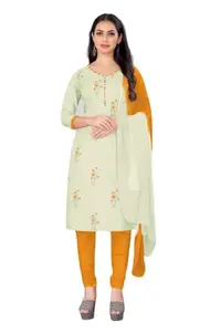 KAKSHYA Women's Printed Slub Cotton Printed Casual Wear Un-stitched LightWeight Salwar Suit Dress Material (V-F-630283_Grey)