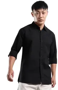 ALPHALEGS Men's Casual Shirt, Long Sleeve, Cotton Blend, Button-Down Collar, Regular Fit