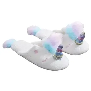 KOMTO Girls Indoor Slipper Unicorn Slippers Soft Fur Shoes Soft Plush Shoes For Man And Women Material Plush (UK Size 5)