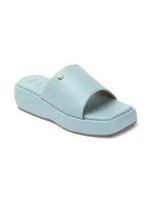 ELLE Women's Fashionable Slip On Comfortable Sandals Colour-Sky Blue, Size-UK 5