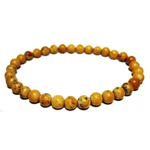 RRJEWELZ Natural Imperial Jasper Round Shape Smooth Cut 6mm Beads 7.5 inch Stretchable Bracelet for Healing, Meditation, Prosperity, Good Luck | STBR_04325
