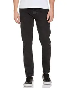 The Indian Garage Co Men Slim Fit Solid Mid-Rise Stretchable Jeans Black