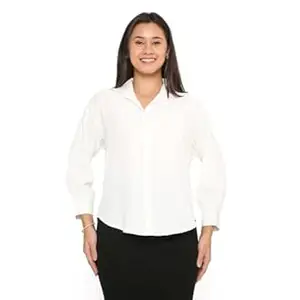 Women's Premium Soft Formal Shirt | Relaxed Fit | Office Wear | 3/4 Bracelet Sleeves | High-Low Pattern | Buttoned Cuff | Drop Shoulder