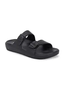 AADI Women's Black Anti Skid Stylish Comfortable Daily Use Slides/Casual Flip Flop/Slippers/Sliders