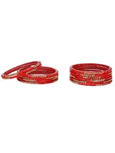 1st Time Stylish Glass Bangle/Kada- Perfect For Party,Wedding, Celebrations And Wedding, Pack Of 12, Red- I53