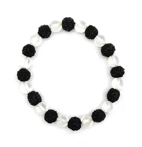 Apnisanskriti Premium Black Rudrakasha and Sphatik Stone Bracelet for Men and Women (Free Size, AAA Quality, Lab Certified) Natural Stone - Pack of 1