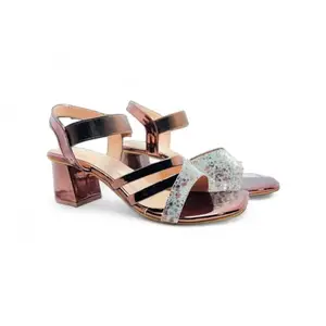 Fabbmate Stylish Heel Sandal for Women and Ladies (Copper, 5)