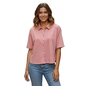 TOP TEN Casual Essential Oversized Style Button-Up Timeless Fit Classic Thin Fabric Shirt for Summers Office/Casual/Outing Women's or Girls
