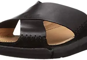 Clarks Men Black Leather Sandals-7 UK/India (41 EU) (91261467747070)