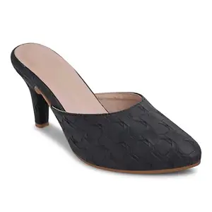 Creattoes Heel Sandal for women & Girls | 7 | Black | CR19