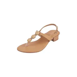 Metro Women Beige Faux Leather Beaded Thong Casual Sandals UK/4 EU/37 (33-899)