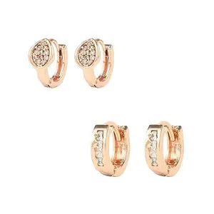 I Jewels Special Stylish Latest Fashion Rose Gold Plated Contemporary Cubic Zirconia Stud Earrings for Women/Girls(E2968-2969)(Pack of 2)
