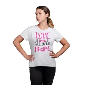 RUSHAAN Love with All Your Heart Printed White T-Shirts