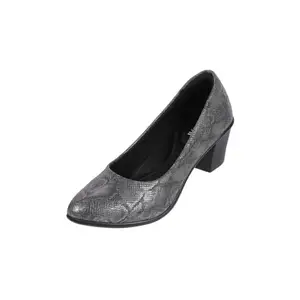 Mochi Women Gun Metal Synthetic Leather Block Heel Formal Pump Shoes UK/5 EU/38 (31-342)