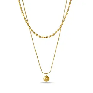 PALMONAS 18k Gold Plated Two-Layered Bead Necklace for Women - Gift for Girls & Women | Waterproof & Anti-Tarnish Necklace