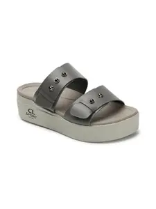 Carlton London Sports Women's Fashionable Slip On Comfortable Sandals Colour-Grey, Size-UK 4