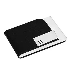 Shrsky Premium Classic Leather & Stainless Steel Credit Card case,Business Card Holder Wallet for Men & Women - Black