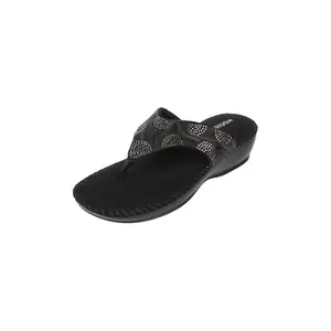 Mochi Women Black Synthetic Leather Flat Comfort Slip-on Sandal UK/8 EU/41 (44-85)