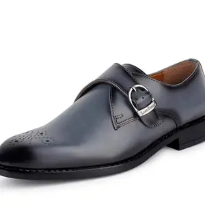 LOUIS STITCH Formal Shoe for Men | Single Monk Strap | Handmade Patina Finish | Comfortable for Business Casual, Every Day, Parties | Ash Grey, UK Size 12 (SXSM)