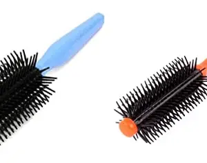 Flat Hair Roller Brush Professional Salon,Home Use Hair Brush Round Comb For Girls And Boys For Dryer And Straightener, Multi Color, Pack of 2