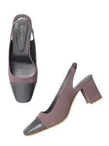 Marc Loire Women's Leather Square Toe Grey Heel Fashion Sandal, 4 UK