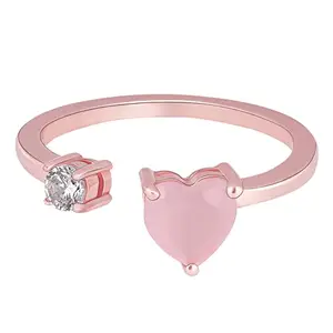 GIVA 925 Silver Rose Gold Heart Up My Sleeves Ring, Adjustable | Gifts for Women and Girls | With Certificate of Authenticity and 925 Stamp | 6 Month Warranty*