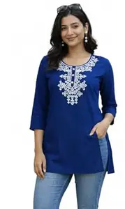 Cotton Printed Short Kurti for Women | Lightweight Summer Ethnic Top | Comfortable Casual Wear Stylish Indian Tunic