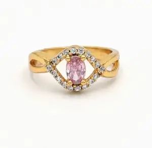 Vervit Fashions Vervit ladies baby pink zircon in nan Stone Color with roseGold brass - Size 1.5 * 1 * 1-5.0g