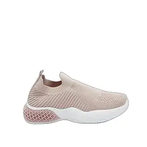 shoexpress Womens Self-Design Lace-Up Trainers with Mesh Detail, Pink, 4