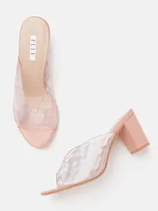 ELLE Women's Transparent Block Heel Sandal