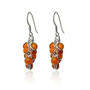 INARI SHINES 925 Sterling Silver Orange Bunch of Grapes drop dangle Earrings | Gift for Women and Girls | With 925 Stamp & Certificate of Authenticity