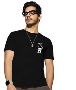 YOUNSHE Men’s Oversized Cotton T-Shirt – “Peace on Moon” Printed Design | Short Sleeves | Relaxed Fit