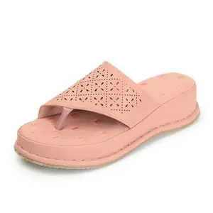 Denill Wedges Fashion Sandal For Women (Peach, 4)
