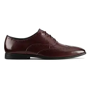Clarks Mens Brogues Shoes Burgundy Leather Uniform Dress Shoe - 8 UK (26152112Maroon)