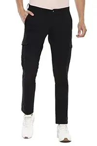 Louis Philippe Men's Slim Fit Solid Cotton Blend Cargos
