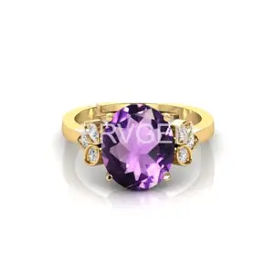 RRVGEM Amethyst Ring ring 7.00 Carat Natural Amethyst (katela) Certified Unheated Untreatet Gold Plated Ring For Women's and Men's By lab -Certifieda)