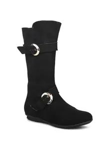 Inc.5 Women Black Knee High Boots with Buckle Detail