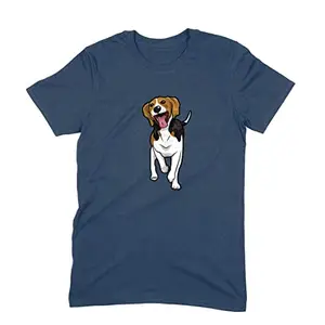 Round Neck T-Shirt (Men) - Fun Loving Beagle (11 Colours) Navy Blue