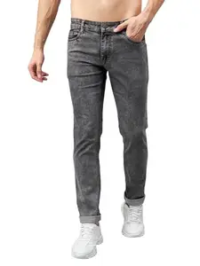 STUDIO NEXX Men's Tapered Fit Light Grey Jeans - VISTA22_LIGHTGREYCLOUD_48
