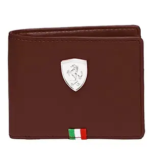 Glitch Ferrari Flag Brown PU Leather Wallet - Stylish and Functional Men's Wallet