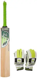 BHAJJI KASHMIRI WILLOW CRICKET BAT SIGNATURE WITH BATTING GLOVES 505 MENS