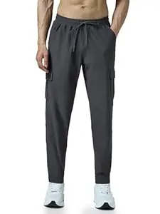 TECHNOSPORT Men's Slim Fit Mid Rise Cargos for Gym, Workout & Sports
