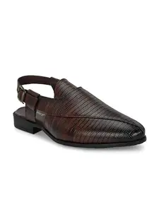 San Frissco Men Brown Sthnic Shoe-Style Sandals