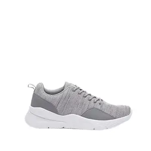 shoexpress Mens Textured Trainer Shoes with Lace-Up Closure, Grey, 10.5