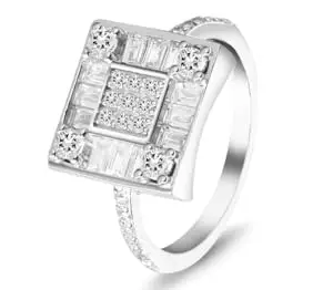 Ragya Jewels Rhodium Plated 925 Sterling Silver Mosaic Mirage Ring For Womens