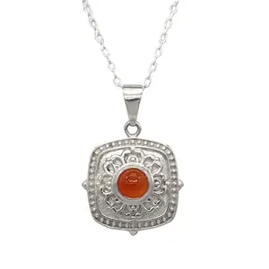 Mayra Creations 925 Sterling Silver pendant Gemstone Carnelian for Women and Girls | New year Special (Pendant With Chain)