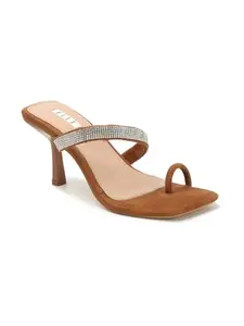ELLE Women's Fashionable Slip On Comfortable Sandals Colour-Brown, Size-UK 3